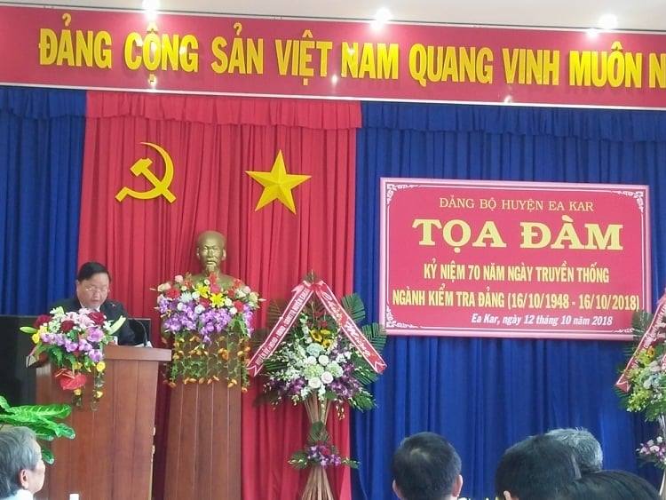 Đảng bộ Huyện Ea Kar tổ chức Lễ kỷ niệm 70 năm Ngày truyền thống ngành Kiểm tra Đảng (16/10/1948 - 16/10/2018).